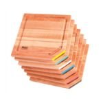 SET ASADO TABLA MADERA PENTAGONAL