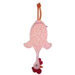 Dispenser organizador de bolsas gallina Etelvina rosa flores blancas