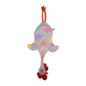 Dispenser organizador de bolsas gallina Etelvina lila flores fluo