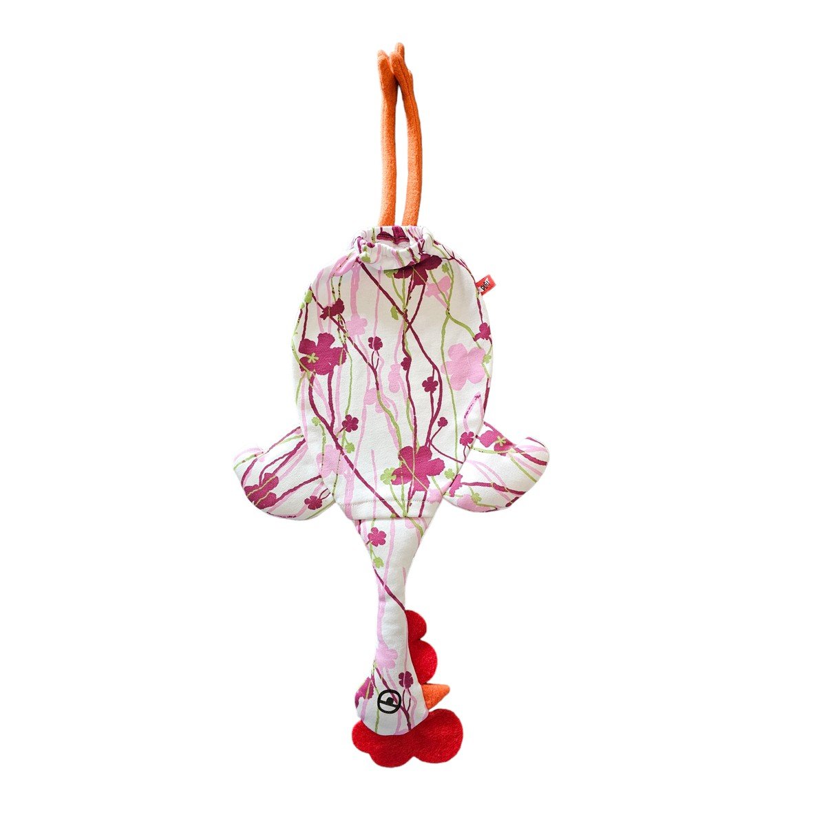 Dispenser organizador de bolsas gallina Etelvina Flores en bordo y rosa Dispenser organizador de bolsas gallina Etelvina Flores en bordo y rosa